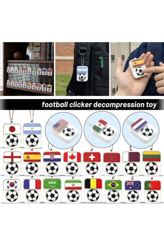 Soccer Clicker Keychain – Flag Stress Relief Toy for Fans,Party Favors for Game Day,Key Ring Pendant,Desk Decor for Office,Fan Supporter Gift – Brazil