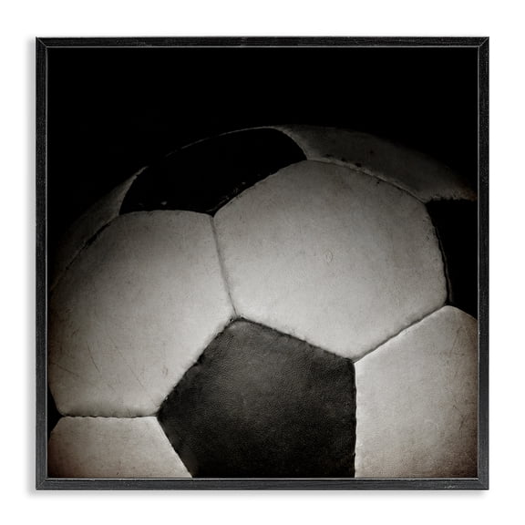 Stupell Industries Soccer Closeup On Black Black Framed Giclee Art, design by Kim Allen, 17 x 17