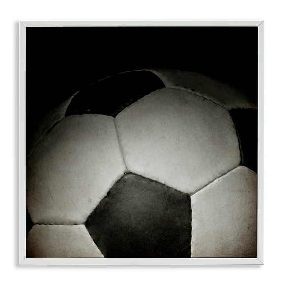 Stupell Industries Soccer Closeup On Black White Framed Giclee Art, design by Kim Allen, 24 x 24