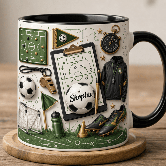 Soccer Coach Mug 2D Printed 3D Effect Personalized Coach Gift for Team Coach Appreciation
