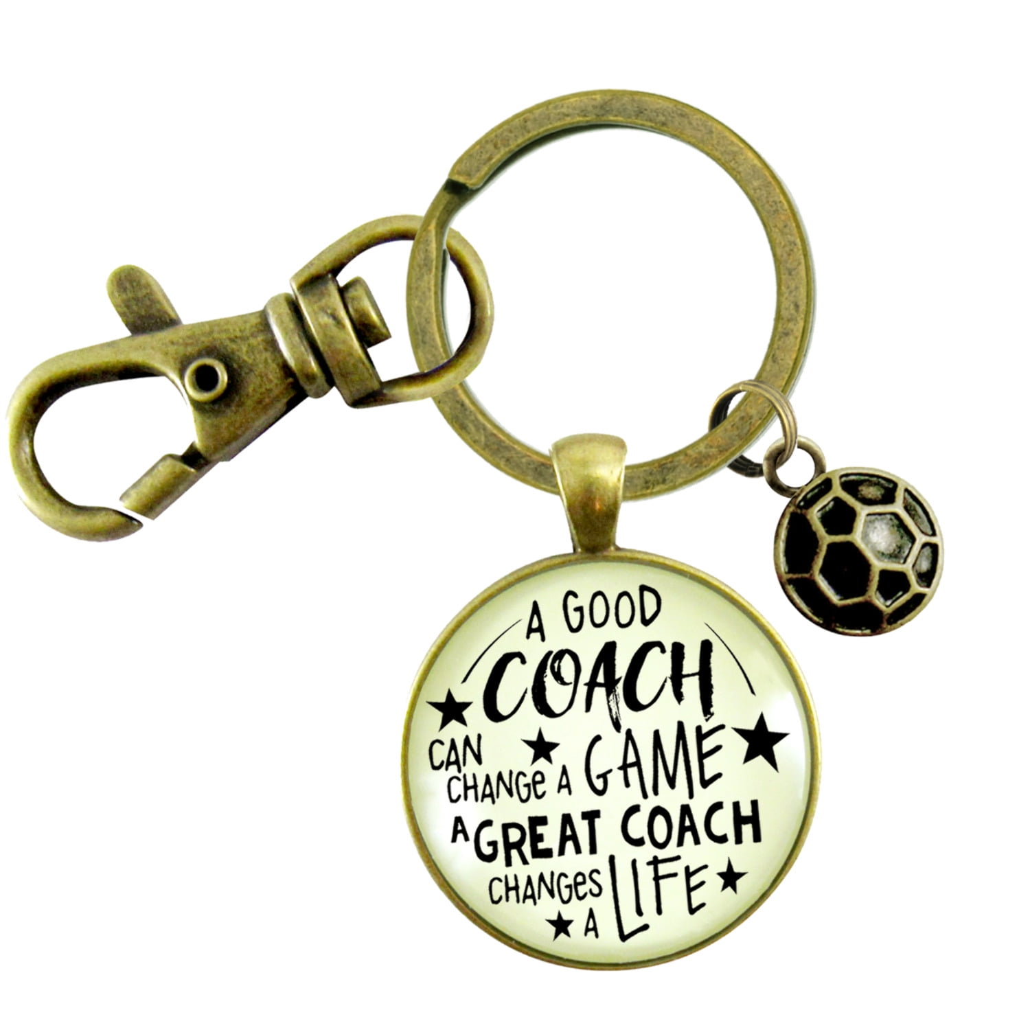 Soccer Coaching Sport Gutsy Goodness Bronze Metal Adult Unisex Keychain Great Coach Changes Life Thank You Gift
