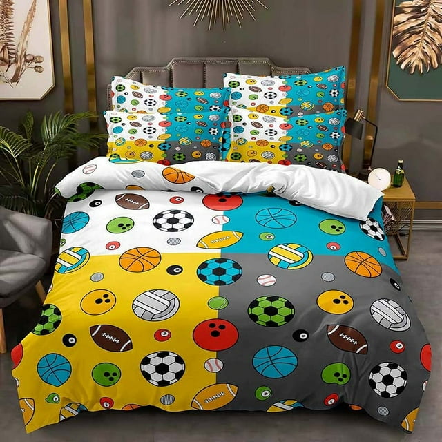 Soccer Comforter Cover Set Boys Sports Bedding Set Twin Full Queen King Size for Kids Teens Hand