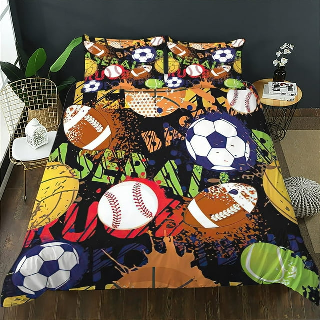 Soccer Comforter Cover Set Boys Sports Bedding Set Twin Full Queen King Size for Kids Teens Hand