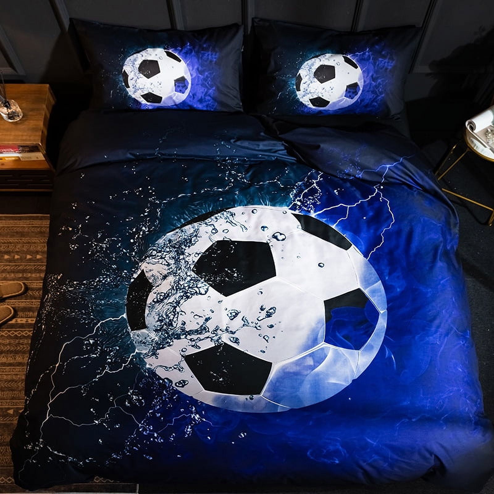 Soccer Comforter Set Boys Sports Bedding Set Twin Size for Kids Teens