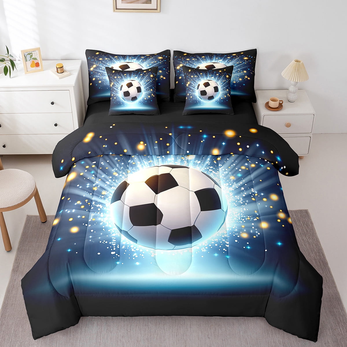 Soccer Comforter Set King Football Bed In A Bag 7 Piece For Kids Boys ...