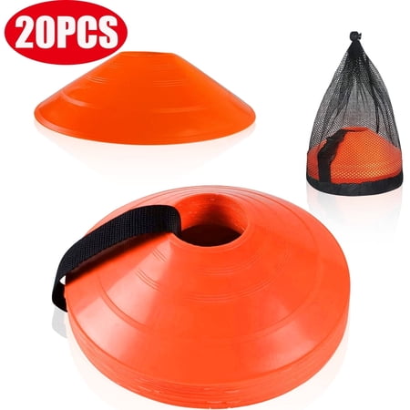 Soccer Cones Agility Sports Cones with Carry Bag and Buckle for Sports Training Football Basketball Coaching Practice Equipment Set of 20
