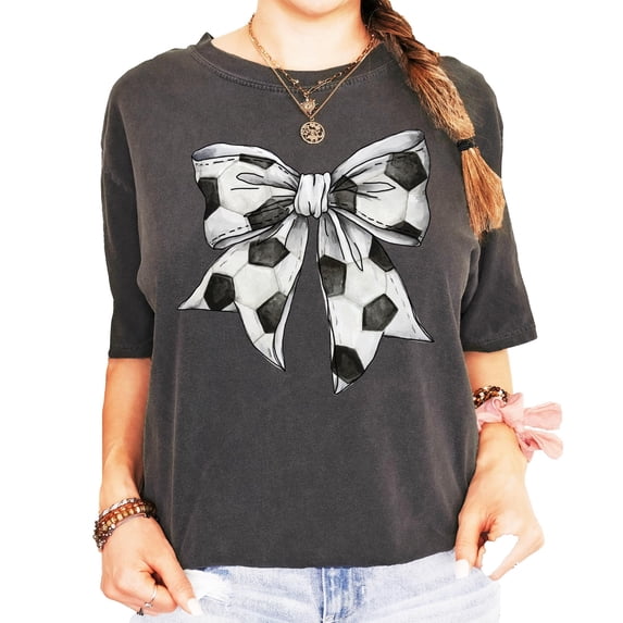 Soccer Coquette Bow Shirt for Women and Teens Soccer Season Oversized Tee for Player Coach Fan Pepper Shirt Adult X-Large
