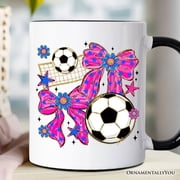 Soccer Coquette Pink Bow Mug, Preppy Game Day Gift