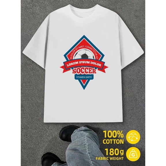 Soccer Crest Tee for men white 180G 100% Cotton t shirts For summer Fall Trendy Unisex Shirt Graphic Tee tshirts Retro Unisex Shirt Printed tshirts