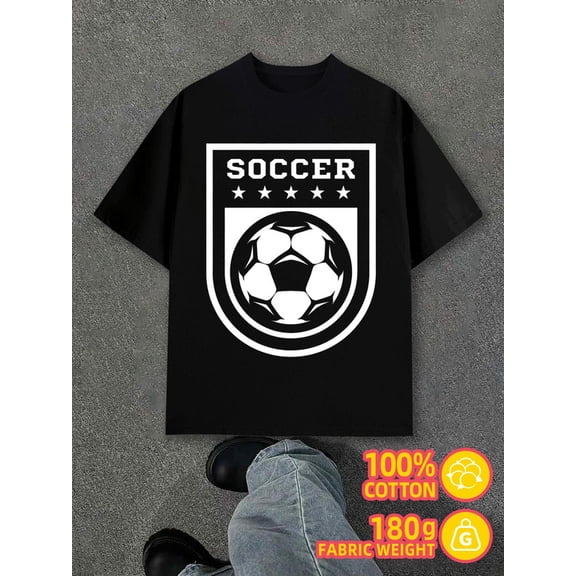 Soccer Crest Tee for men 180G 100% Cotton white Trendy Unisex Shirt Cotton tshirts Vintage Unisex Shirt Crewneck tshirts Funny Unisex Shirt Printed tshirts