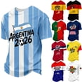 thumbnail image 1 of Soccer Cup 2026 Graphic Tee for Men, Crew Neck Short Sleeve National Team Jersey Shirt - Lightweight Summer Fan Top with Country Flag Print for Match Day & Casual Wear Dark Blue XXXXL, 1 of 6