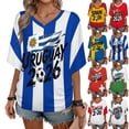 thumbnail image 1 of Soccer Cup 2026 Jersey SOUTH KOREA Soccer for Women with Colombia Flag Color Block and V Neck Short Sleeves Featuring Breathable Fabric for Game Day Parties Summer Festivals Dark Blue XL, 1 of 6