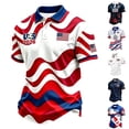 thumbnail image 1 of Soccer Cup 2026 Jersey USA Soccer for Men with Wavy Red White Blue Stripes and Polo Collar Short Sleeves Featuring Breathable Fabric for Game Day Parties Tailgating Events Blue XL, 1 of 5