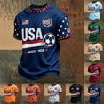 thumbnail image 1 of Soccer Cup 2026 Jersey for Men, Crew Neck Short Sleeve USA Stars Graphic Tee with Mesh Fabric - Breathable Athletic Top for Match Day & Gym Navy M, 1 of 5
