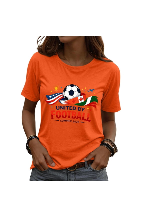 Soccer Cup 2026 Shirt Women USA Football Match Season Jersey Game Day T-Shirt Funny Soccer Graphic Short Sleeve Shirt