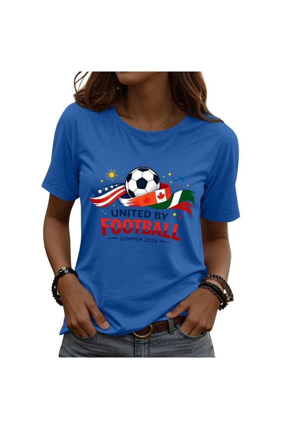 Soccer Cup 2026 Shirt Women USA Football Match Season Jersey Game Day T-Shirt Funny Soccer Graphic Short Sleeve Shirt