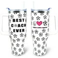 thumbnail image 1 of Soccer Cup 40 oz Tumbler with Handle and Straw Lid Leak Proof - Soccer Tumbler for Soccer Coach Gifts for Men Team - Stainless Steel Cup Dishwasher Safe, 1 of 5