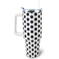 Soccer Cup 40 oz Tumbler with Handle and Straw Lid Leak Proof Soccer