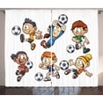 thumbnail image 1 of Ambesonne Soccer Curtains 2 Panel Set, Cartoon Playing, 108" x 96", Multicolor, 1 of 3