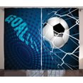 thumbnail image 1 of Ambesonne Soccer Curtains 2 Panel Set, Abstract Goal Pattern, 108" x 84", Blue Black White, 1 of 3