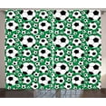 thumbnail image 1 of Ambesonne Soccer Curtains 2 Panel Set, Popular Sports Motif, 108" x 63", Green Black White, 1 of 3