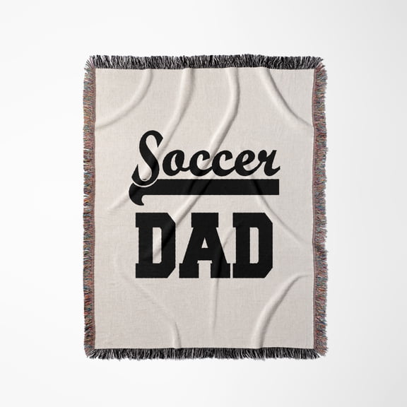 Soccer Dad. Black Lettering On White Background., Woven Blanket