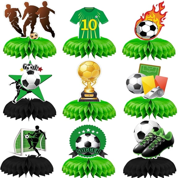 Soccer Decorations Set 2026 Honeycomb Centerpiece, Table Decoration for Boys Girls Party Supplies