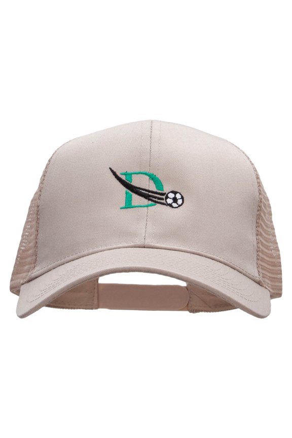 Soccer Defender Embroidered Solid Cotton Prostyle Twill Mesh Cap - Khaki OSFM