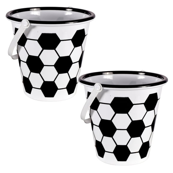 Soccer Design Bucket Sports Theme Basket for Home Kitchen Party Favor Treats Candies Egg Hunting Goodie Storage Container Empty Filler Easter Birthday Gift Decoration Set Supplies - 2 count