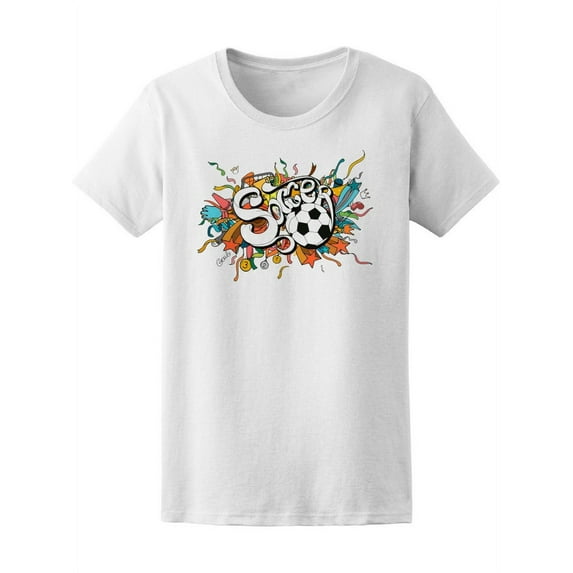 Soccer Doodle T-Shirt Women -Image by Shutterstock, Female Large