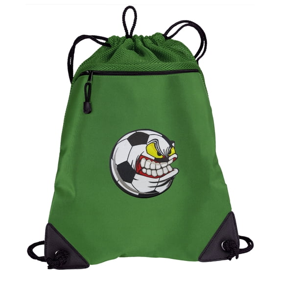 Soccer Drawstring Bag TWO SECTION Soccer Fan Cinch Backpack Pack - Unique Mesh & Microfiber Sections