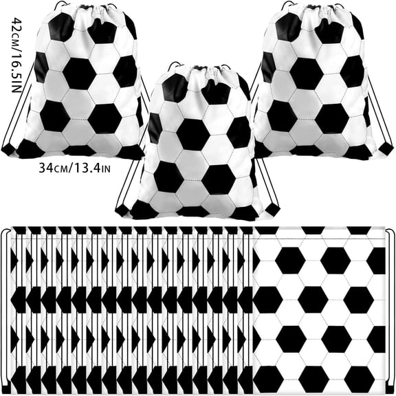 Soccer Drawstring Bags Party Favor Bags, Soccer Ball Sports Drawstring Backpack for Birthday Party Supplies, Goodie Bags for Soccer Theme Party