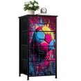 thumbnail image 1 of Soccer Dresser for Bedroom with 4 Storage Drawers Vibrant Graffiti Soccer Ball Explosive Paint Splatters Dressers Chest of Drawers Steel Framed Fabric Closet Organizers for Kids Boys Dorm Entryway, 1 of 8