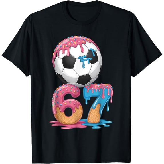 Soccer Drip Number 67 Boys Soccer Player 67 T-Shirt- American fashion hot selling casual retro high quality 100% cotton T-shirt 1 piece