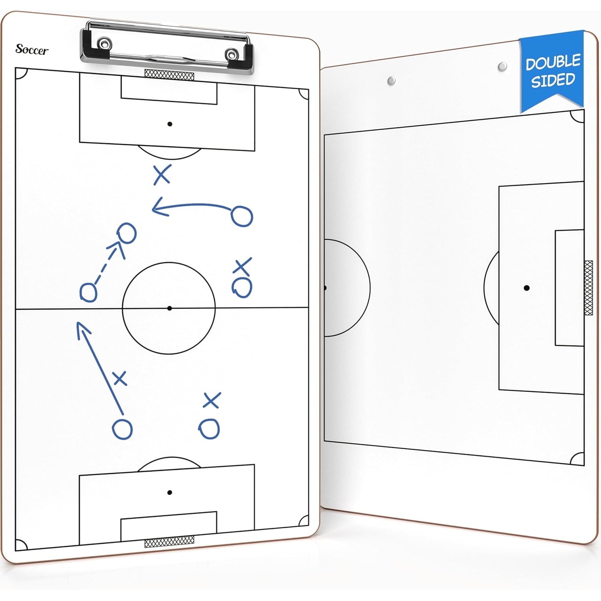 OFEFE 15"x9" Soccer Coaching Board, Double-Sided Dry Erase Tactics Whiteboard for Coaches, Professional Soccer Coaching Clipboard with Field Diagram & Lineup Sheet, Perfect Coach Gift Accessorie
