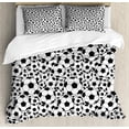 thumbnail image 1 of Soccer Duvet Cover Set Queen Size, Monochrome Design Pattern of Classical Football Balls Kids Boys Cartoon Pattern, Decorative 3 Piece Bedding Set with 2 Pillow Shams, Black White, by Ambesonne, 1 of 3