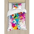 thumbnail image 1 of Soccer Duvet Cover Set Twin Size, Colored Splashes All over Soccer Balls Score World Cup Championship Athletic Artful, Decorative 2 Piece Bedding Set with 1 Pillow Sham, Multicolor, by Ambesonne, 1 of 3