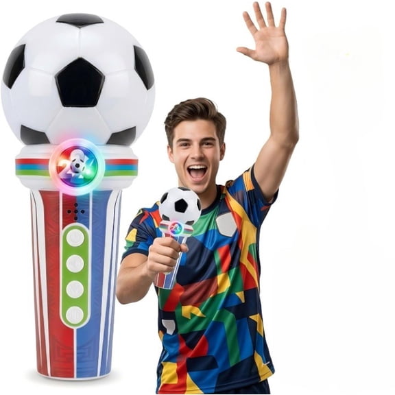 Soccer Event Fan Interactive Cheer Toy, Handheld Stadium Style Megaphone with Abundant Cheer Audio Effects, Support Whistle Drum Simulation and Recording Function,