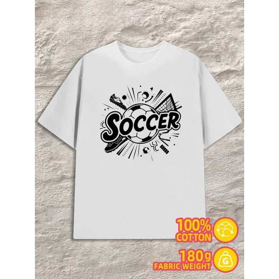 Soccer Fan Tee men 180G 100% Cotton white Trendy Unisex Shirt Printed tshirts Casual Unisex Shirt Printed tshirts Retro Unisex Shirt Cotton tshirts