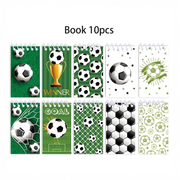 Soccer Festivity Gear Pocket Notebooks Set of 10 with Soccer Ball Designs for International Soccer Celebration