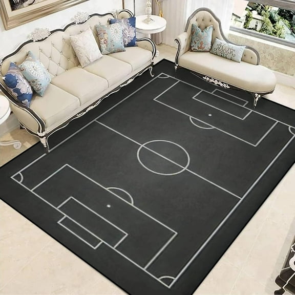 Soccer Field Chalked Blackboard Area Rug, Football Stadium Board Print Carpet, Indoor Non-Slip Rugs, Machine Washable Breathable Durable Carpet For Front Entrance Floor Decor 1x2ft