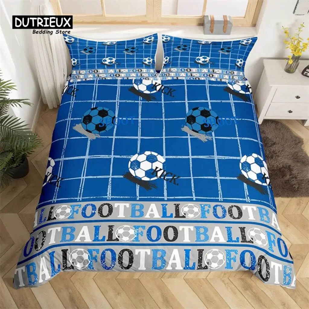 Soccer Field Duvet Cover Football Comforter Cover Soccer Sports Bedding
