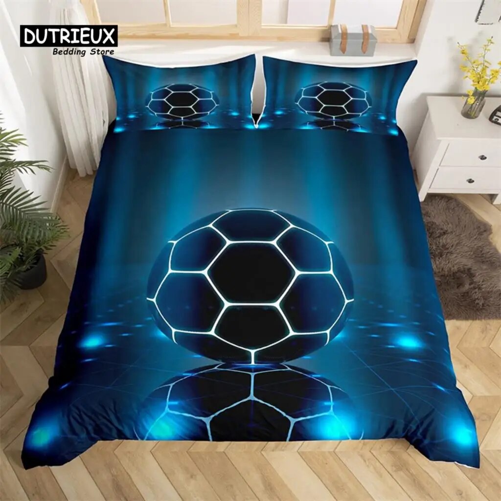 Soccer Field Duvet Cover Football Comforter Cover Soccer Sports Bedding