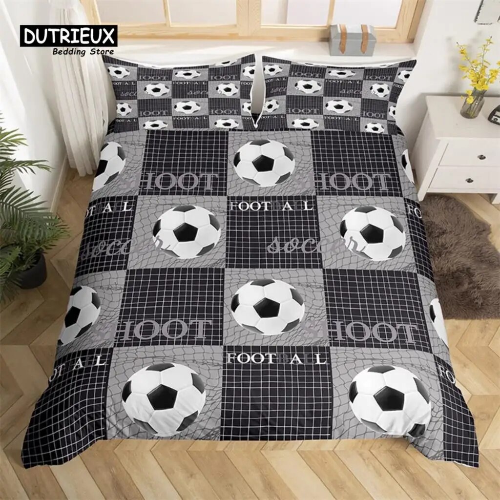 Soccer Field Duvet Cover Football Comforter Cover Soccer Sports Bedding