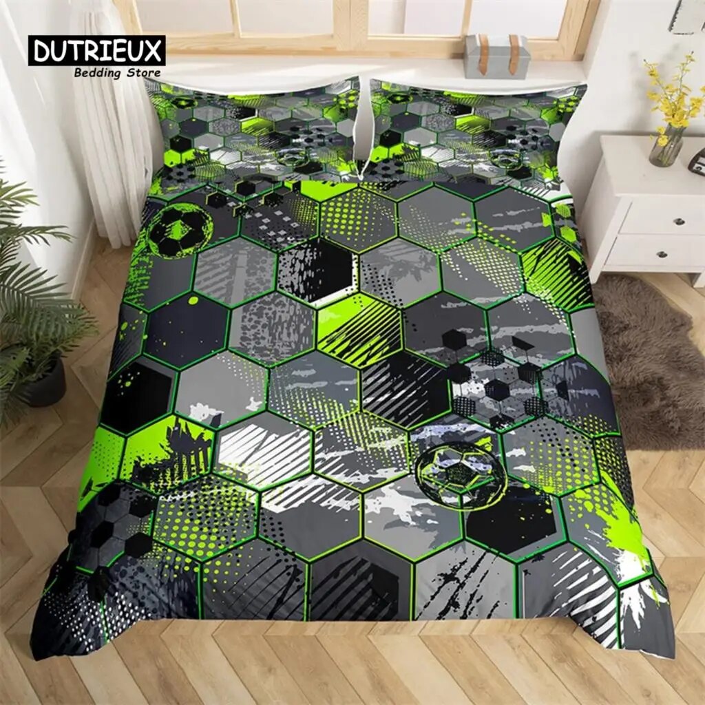Soccer Field Duvet Cover Football Comforter Cover Soccer Sports Bedding