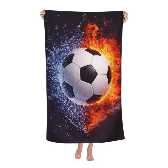 Soccer Fire And Water Bath Towel Soft and Highly Absorbent for Adults