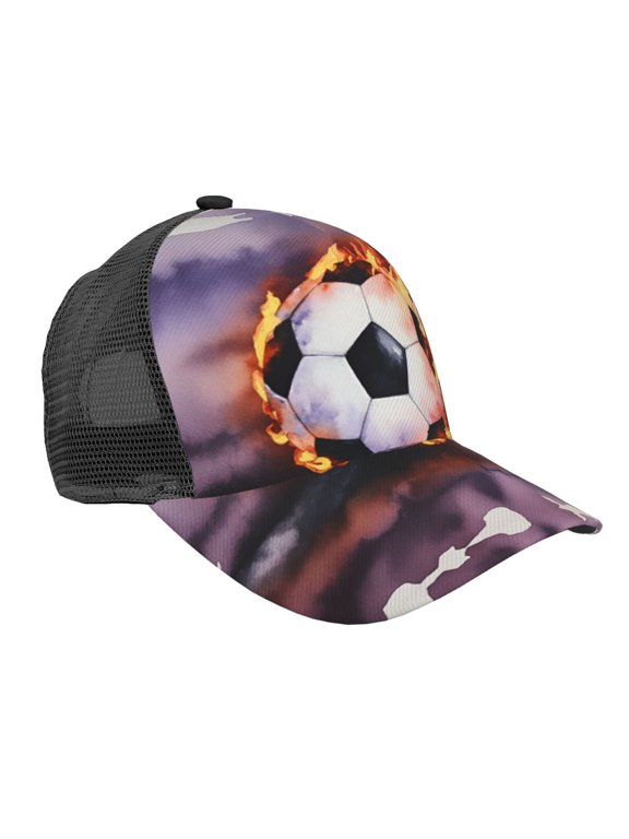 Soccer-Flame Splashing Trucker Hat for Women Men Beach Snapback Baseball Cap