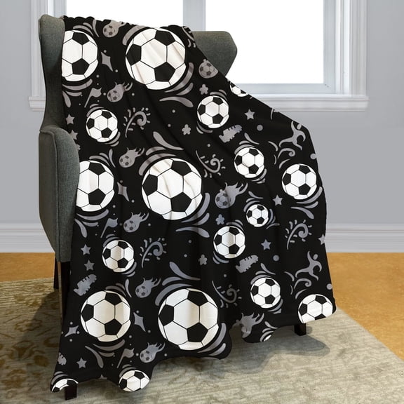 Soccer Flannel Blanket Soft Cozy Microfiber Throw Blanket,Warm Fuzzy Baseball Volleyball Blanket for Bed Couch Sofa Travel and Home 30x40in