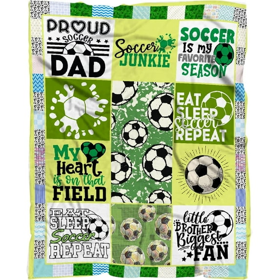 Soccer Flannel Fleece Bed Blanket Throw Blankets Lightweight Cozy for Bedroom All Season Sofa Decor Gift 50x60