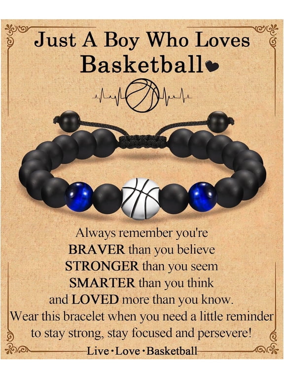 Soccer Football Basketball Baseball Hockey Bracelet Gifts for Boys Players Team Lovers Son Grandson Brother Nephew Friend as Birthday/Valentines Day/Graduation/Back to School/Christmas Gifts